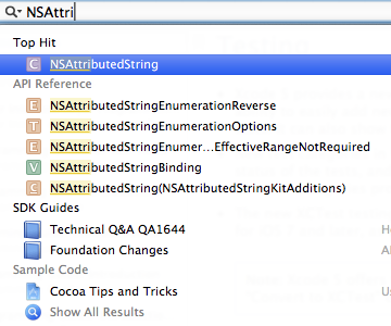 Xcode 5 Documentation Search Results