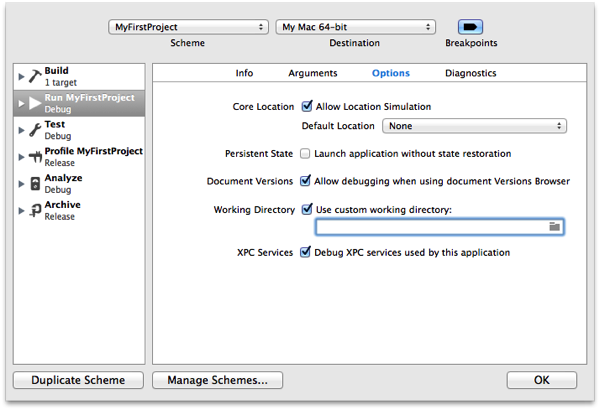 Xcode 5 Current Working Directory