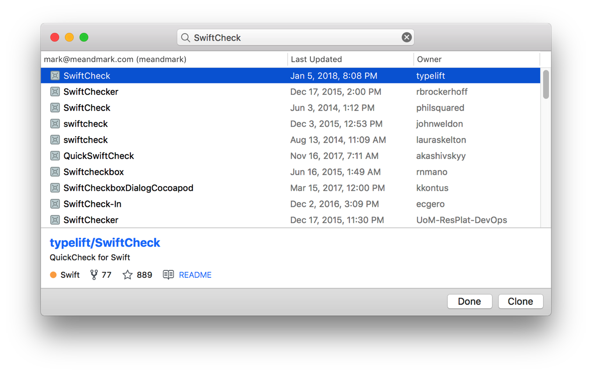 Xcode9CloneGitHub